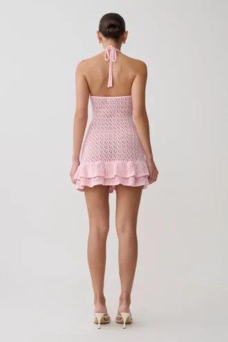 Carrisa Crochet Knit Mini Dress – Baby Pink