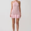 Carrisa Crochet Knit Mini Dress – Baby Pink