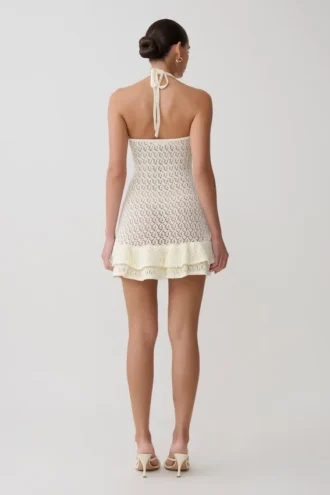 Carrisa Crochet Knit Mini Dress – White