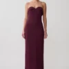 Cary Folded Strapless Crepe Midi Dress – Wine Cary Folded Strapless Crepe Midi Dress – Wine