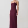 Cary Folded Strapless Crepe Midi Dress – Wine Cary Folded Strapless Crepe Midi Dress – Wine