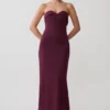 Cary Folded Strapless Crepe Midi Dress – Wine Cary Folded Strapless Crepe Midi Dress – Wine