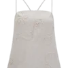 Casey Linen Corded Embroidered Linen Top – Natural