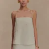 Casey Linen Corded Embroidered Linen Top – Natural