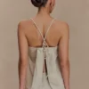 Casey Linen Corded Embroidered Linen Top – Natural