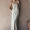 Casey Linen Embroidered Maxi Skirt – Natural