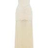 Caspian Slinky And Mesh Off Shoulder Maxi Dress – Ivory
