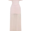 Caspian Slinky And Mesh Off Shoulder Maxi Dress – Pale Pink Caspian Slinky And Mesh Off Shoulder Maxi Dress – Pale Pink