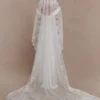 Cassia Lace Trim Veil – White