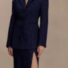 Cassie Column Maxi Skirt – Navy Pinstripe