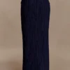 Cassie Column Maxi Skirt – Navy Pinstripe