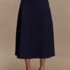Cecilia Denim A-Line Midi Skirt – Indigo Blue Cecilia Denim A-Line Midi Skirt – Indigo Blue