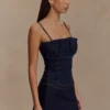 Cecilia Denim Frill Corset – Indigo Blue Cecilia Denim Frill Corset – Indigo Blue