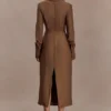 Cecilie Cut Out Shirt Midi Dress – Dark Chocolate Cecilie Cut Out Shirt Midi Dress – Dark Chocolate