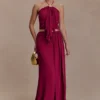 Celina Chiffon Overlay Maxi Skirt – Cherry Red