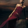 Celina Chiffon Overlay Maxi Skirt – Cherry Red
