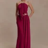 Celina Chiffon Overlay Maxi Skirt – Cherry Red