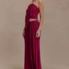 Celina Chiffon Overlay Maxi Skirt – Cherry Red