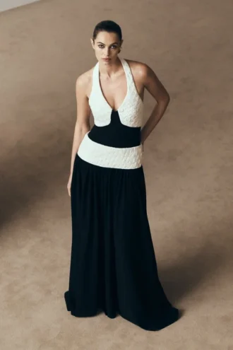 Celine Chiffon Maxi Dress – Black/White