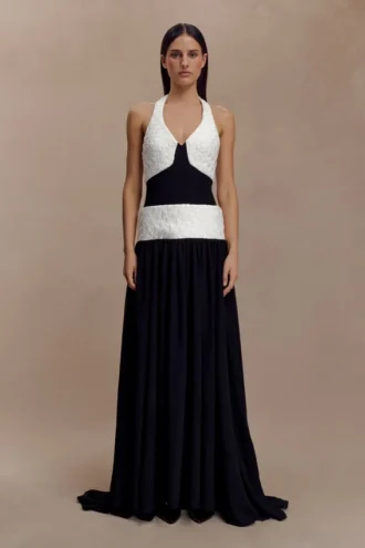 Celine Chiffon Maxi Dress – Black/White