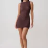 Cherly Knit Crochet Mini Dress – Chocolate Cherly Knit Crochet Mini Dress – Chocolate