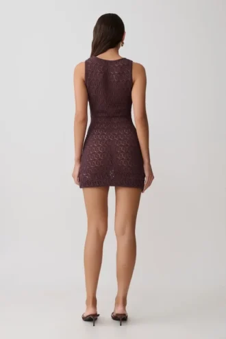 Cherly Knit Crochet Mini Dress – Chocolate