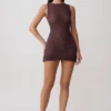 Cherly Knit Crochet Mini Dress – Chocolate Cherly Knit Crochet Mini Dress – Chocolate