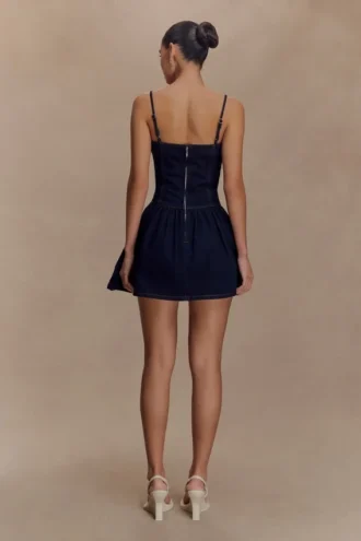 Cheyenne Scallop Denim Mini Dress – Indigo Blue