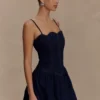 Cheyenne Scallop Denim Mini Dress – Indigo Blue Cheyenne Scallop Denim Mini Dress – Indigo Blue