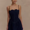 Cheyenne Scallop Denim Mini Dress – Indigo Blue Cheyenne Scallop Denim Mini Dress – Indigo Blue