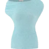 Chloe Off Shoulder Boucle Knit Top – Light Blue