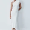 Chloe Peached Jersey One Shoulder Midi Dress – Ivory Chloe Peached Jersey One Shoulder Midi Dress – Ivory