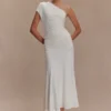 Chloe Peached Jersey One Shoulder Midi Dress – Ivory Chloe Peached Jersey One Shoulder Midi Dress – Ivory