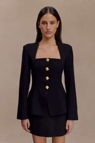 Christel Suiting Fitted Blazer – Black