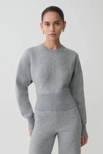 Ciaralee Cinched Waist Jumper – Grey Marle