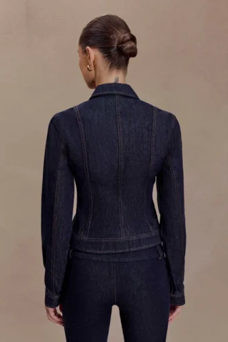 Cierra Cinched Jacket Top – Washed Indigo Blue