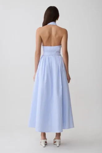 Cindy Collared Midi Dress – Blue Pinstripe