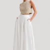 Clarence Linen A-Line Maxi Skirt – White Clarence Linen A-Line Maxi Skirt – White