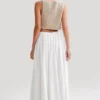 Clarence Linen A-Line Maxi Skirt – White Clarence Linen A-Line Maxi Skirt – White