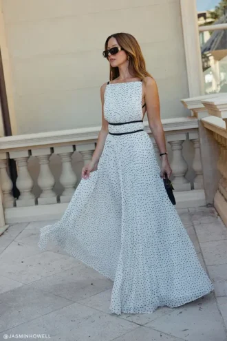 Clarisse Pleated Maxi Dress – Polka Dot