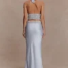 Clementine Chiffon Hand Beaded Maxi Skirt – Pale Blue