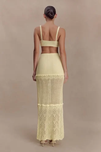 Coleene Pointelle Knit Maxi Skirt – Lemon