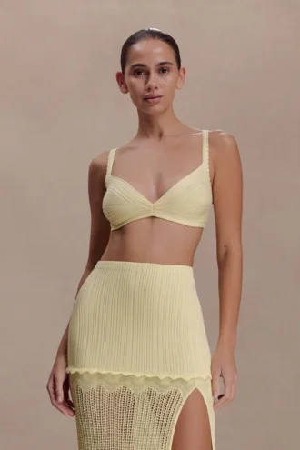 Coleene Pointelle Knit Top – Lemon