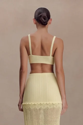 Coleene Pointelle Knit Top – Lemon