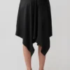 Coralie Asymmetric Satin Midi Skirt – Black Coralie Asymmetric Satin Midi Skirt – Black