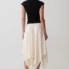 Coralie Asymmetric Satin Midi Skirt – Ivory Coralie Asymmetric Satin Midi Skirt – Ivory
