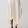 Coralie Asymmetric Satin Midi Skirt – Ivory Coralie Asymmetric Satin Midi Skirt – Ivory