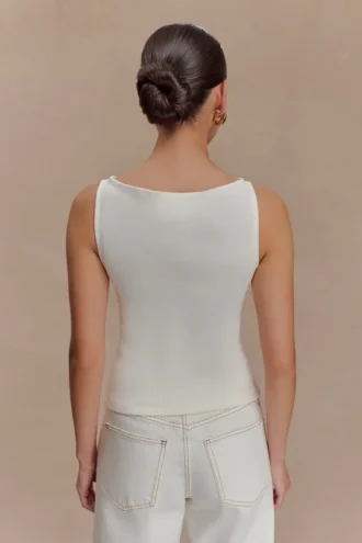 Coraline Panelled Sleeveless Top – White