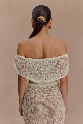 Cordelia Off Shoulder Knit Top – Ivory