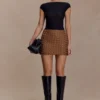 Cordia Satin Mini Skirt – Chocolate
